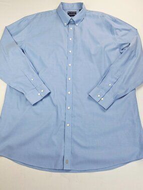 Stafford Signature Sz X-Tall 19 38-39 Non Iron Mens Blue Button Down Long Sleeve